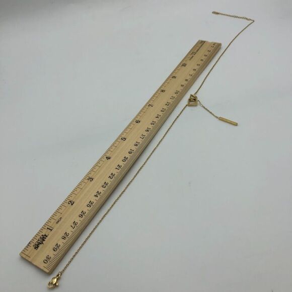 18K Gold Plated Women's Dual Interlocking Square Charm Dangle Necklace Harmony - Picture 11 of 12